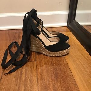 Steve Madden black suede wedges